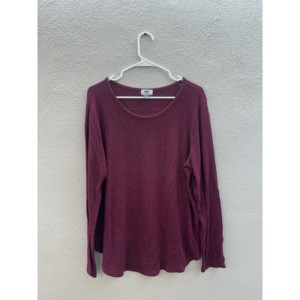 Old Navy Womens Top Size XL Maroon Heathered Long Sleeve Round Neck Soft